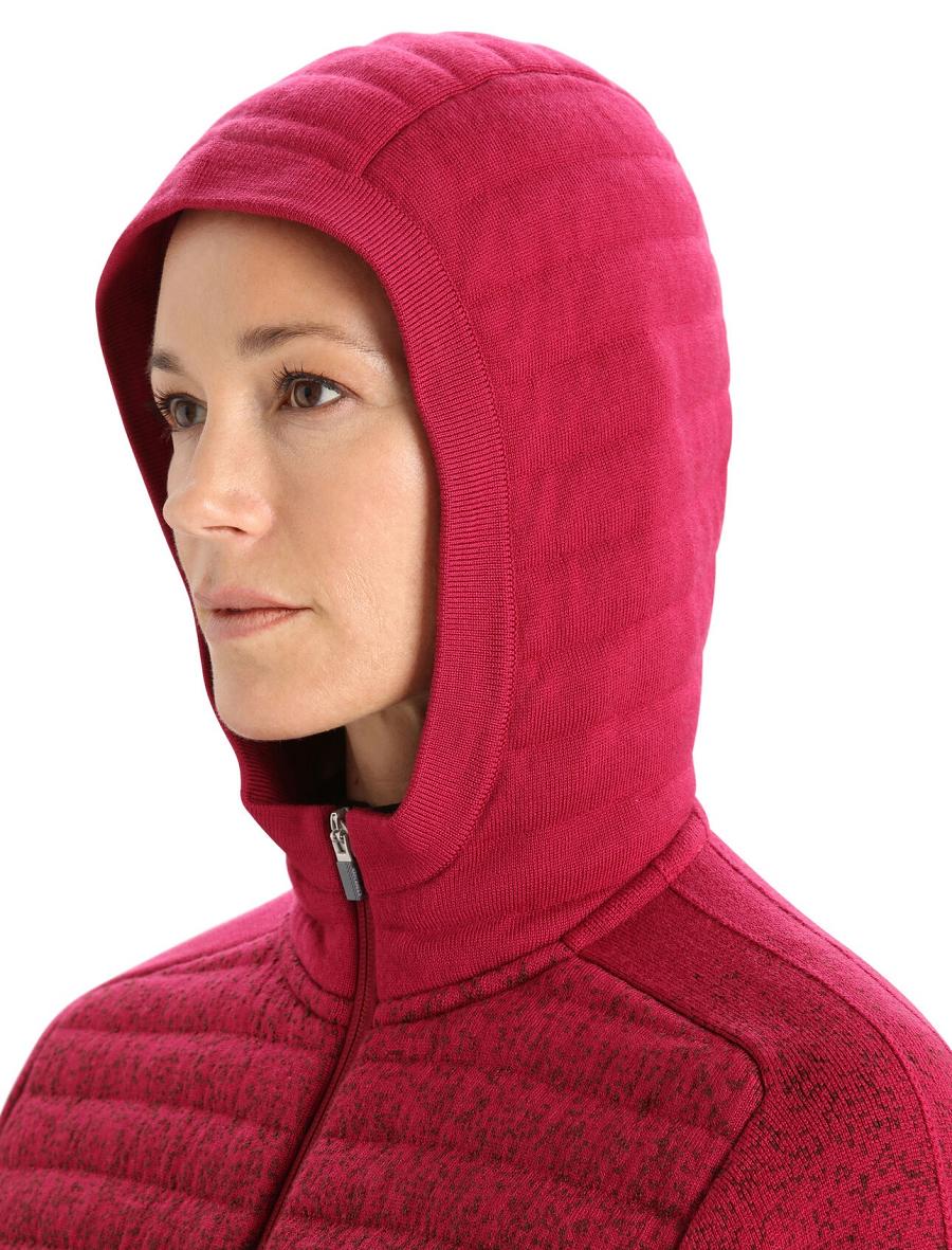 Icebreaker ZoneKnit™ Merino Insulated Long Sleeve Zip Into the Deep Naisten Huppari Pinkki | FI 1679QMAZ